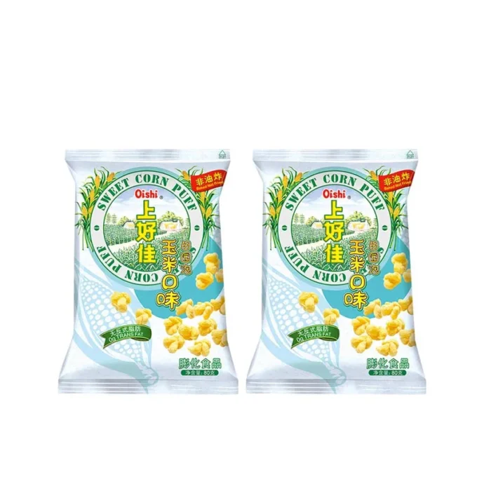 OISHI Sweet Corn Puff Corn Flavor 2.82oz(80g)*2 Packs