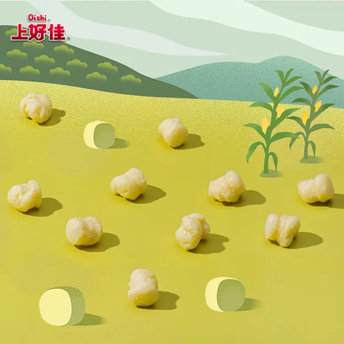 OISHI Sweet Corn Puff Corn Flavor 2.82oz(80g)*2 Packs