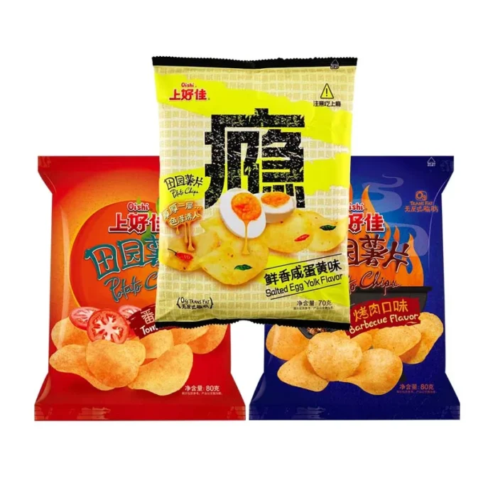 OISHI Potato Chips 2.82oz(80g)*2 packs Large package, durable, casual, zero food, mixed snacks