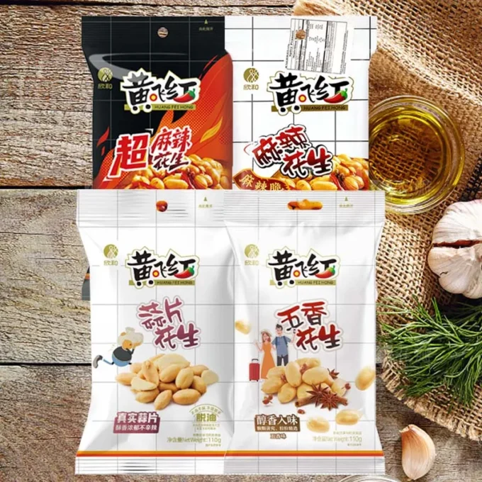 HuangFeiHong Peanuts 3.88oz(110g)*3 packs Nut specialties, stir fried goods, snacks, alcohol, and dishes
