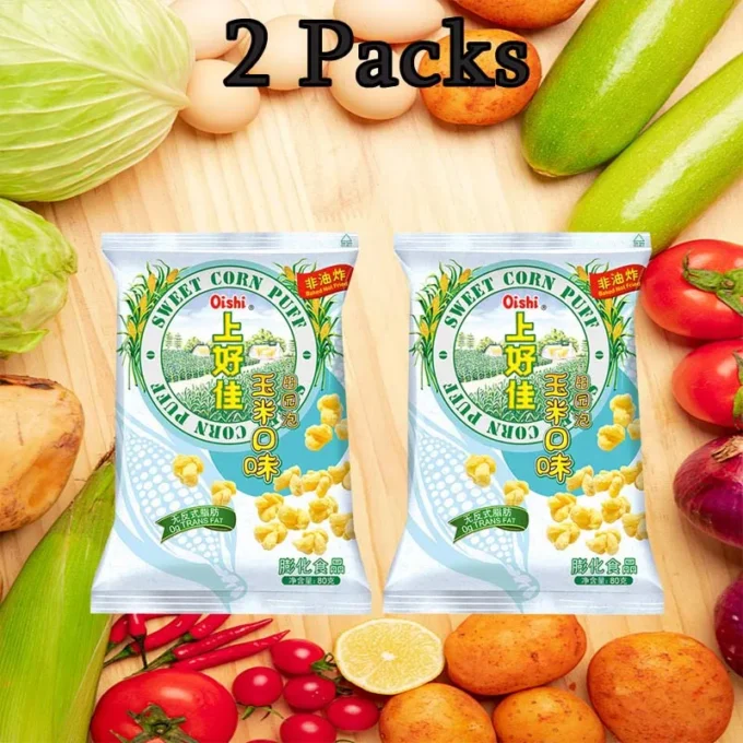 OISHI Sweet Corn Puff Corn Flavor 2.82oz(80g)*2 Packs
